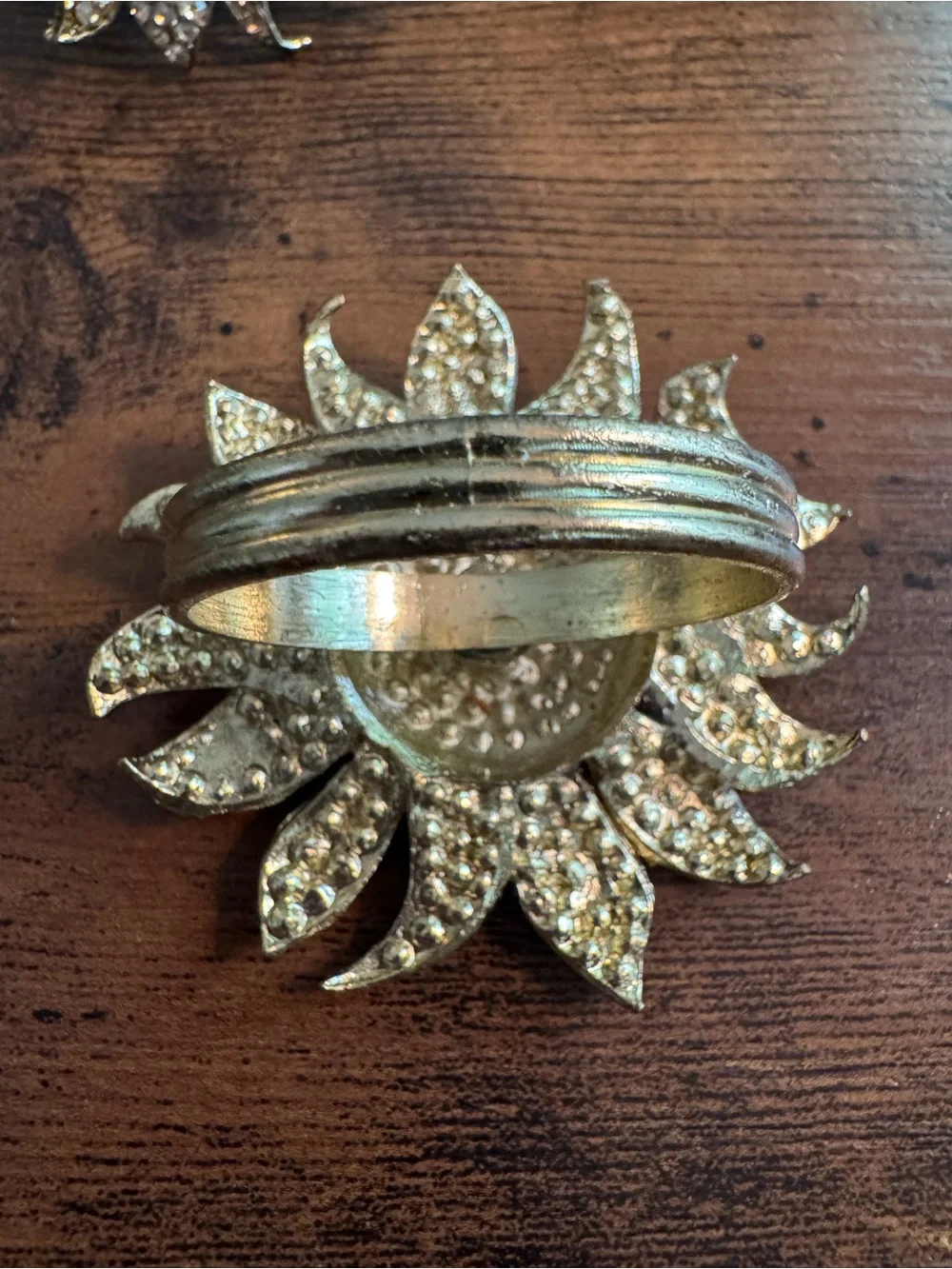 Tahari Home Sunflower Rhinestone Napkin Rings, Unboxed, Fall Thanksgiving
